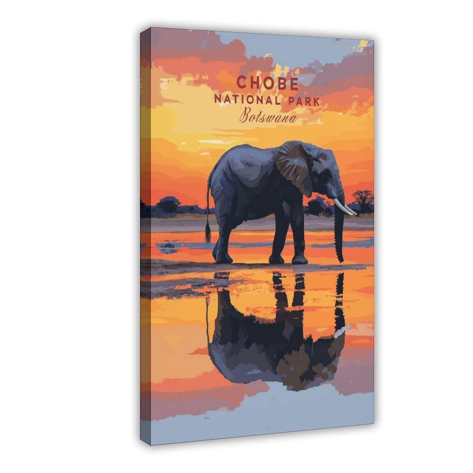 Bareronor Chobe Elephant Poster Canvas Poster Bedroom Decor Landscape Office Room Decor Gift 24" L X 36" W