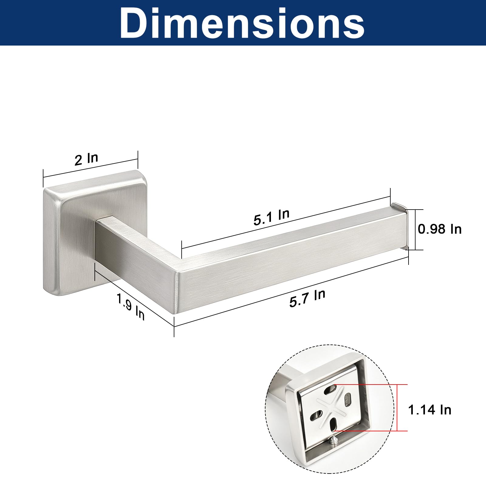 NearMoon Bath Square Toilet Paper Holder, Premium SUS304 Stainless Steel Rustproof Wall Mounted Toilet Roll Holder for Bathroom, Kitchen, Washroom (Brushed Nickel) — Amazon image 2