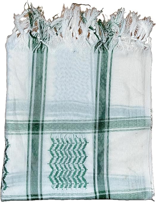 Arab Keffiyeh Shemagh All Original Made In Palestine Scarf Kufiya Arafat Cotton Hatta Scarf Bandanas Iraq Shemagh Green and White4