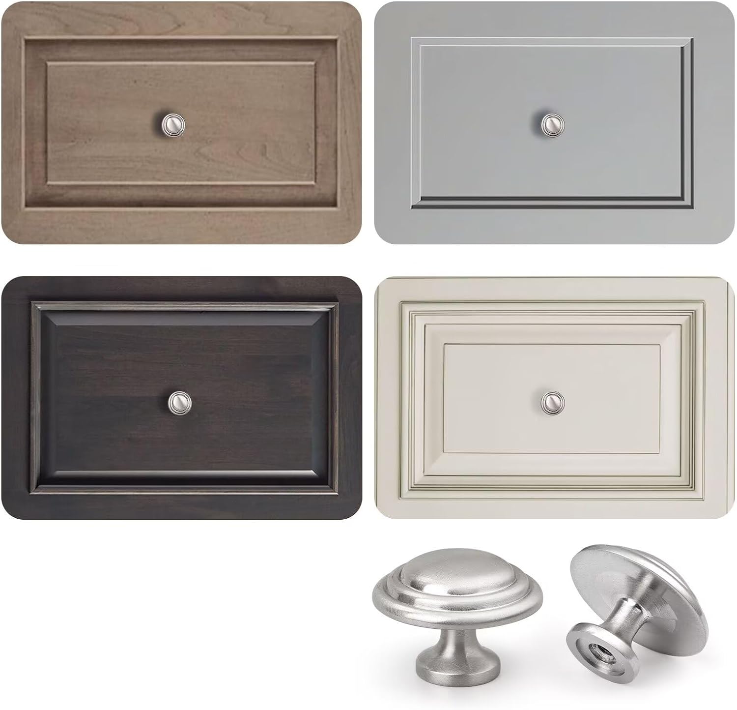 Brushed Nickel Knobs for Drawer 20 Pack, Solid Round Kitchen Cabinet Knobs, Dresser Pulls for Bedroom Bathroom Vanity, Diameter: 1.32 Inch(33.5mm)