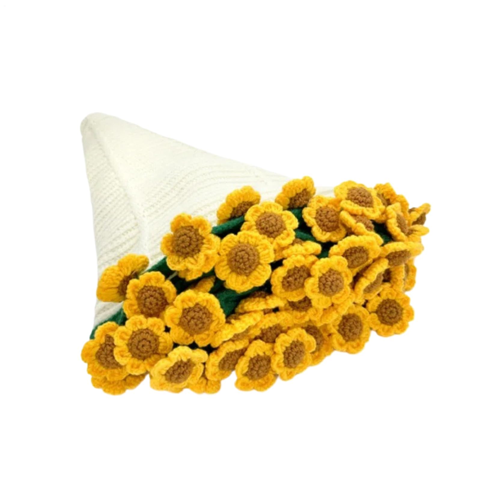 Muiltvoe Bouquet Blanket Hand Knitted Sunflowers Bouquet Crochet Blanket, Soft Floral Crochet Flower Blankets For Teacher, Girlfriend, Mother, Sister, Grandma, Birthday 80 Cm