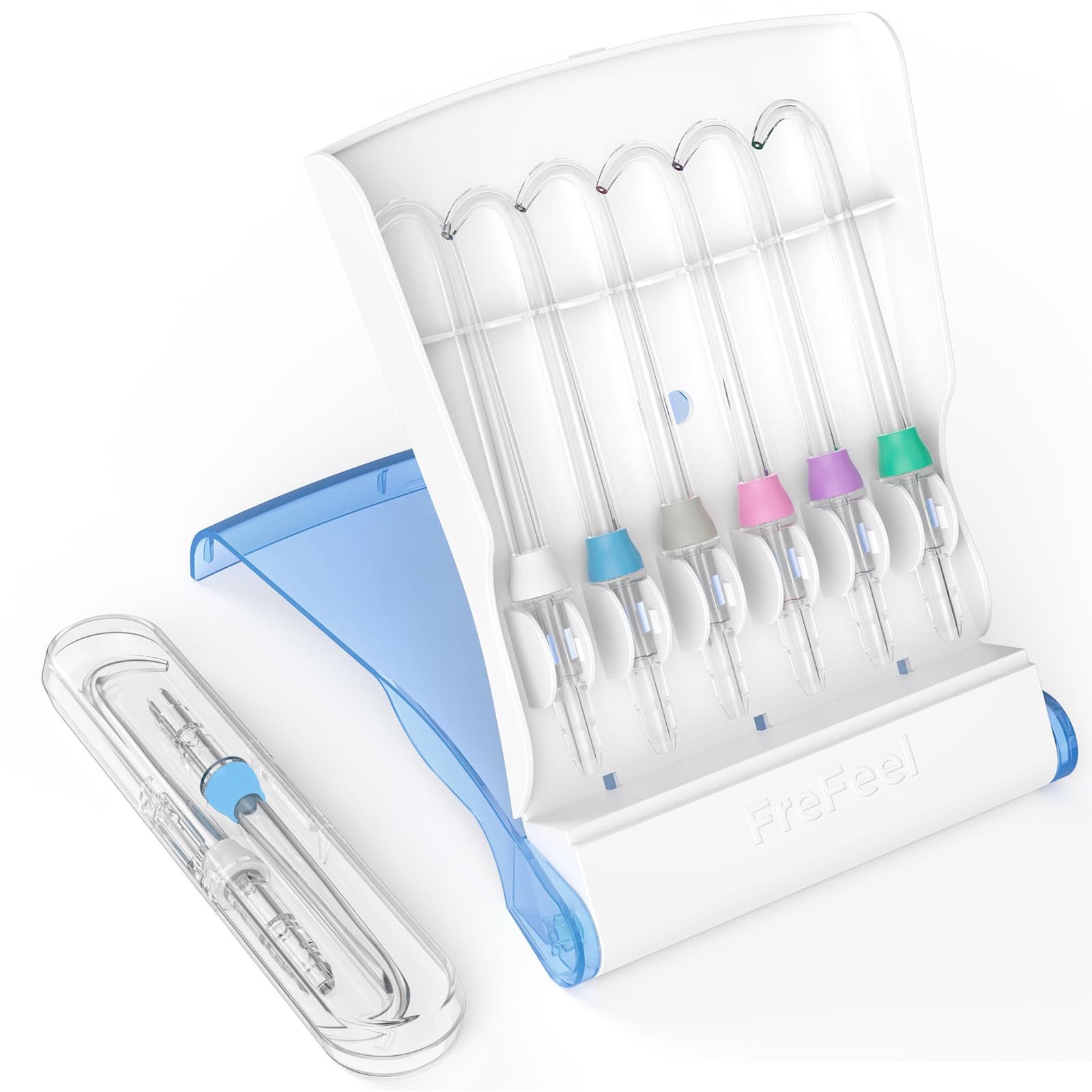 Cabezales de repuesto para Waterpik, púas de repuesto para irrigador dental Water Pik (8 puntas de prótesis dentales de implante + estuche de almacenamiento + paquete de estuche de viaje)