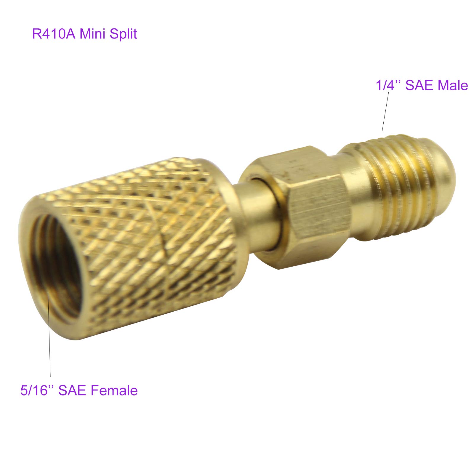 gohantee 2 pz R410A Adattatore Mini Split 1/4 Maschio SAE, 5/16 Femmina R410A Adattatore Girevole Dritto Utilizzato per Mini Sistema Split, Condizionatori d'Aria, HVAC e Servizio di Refrigerazione