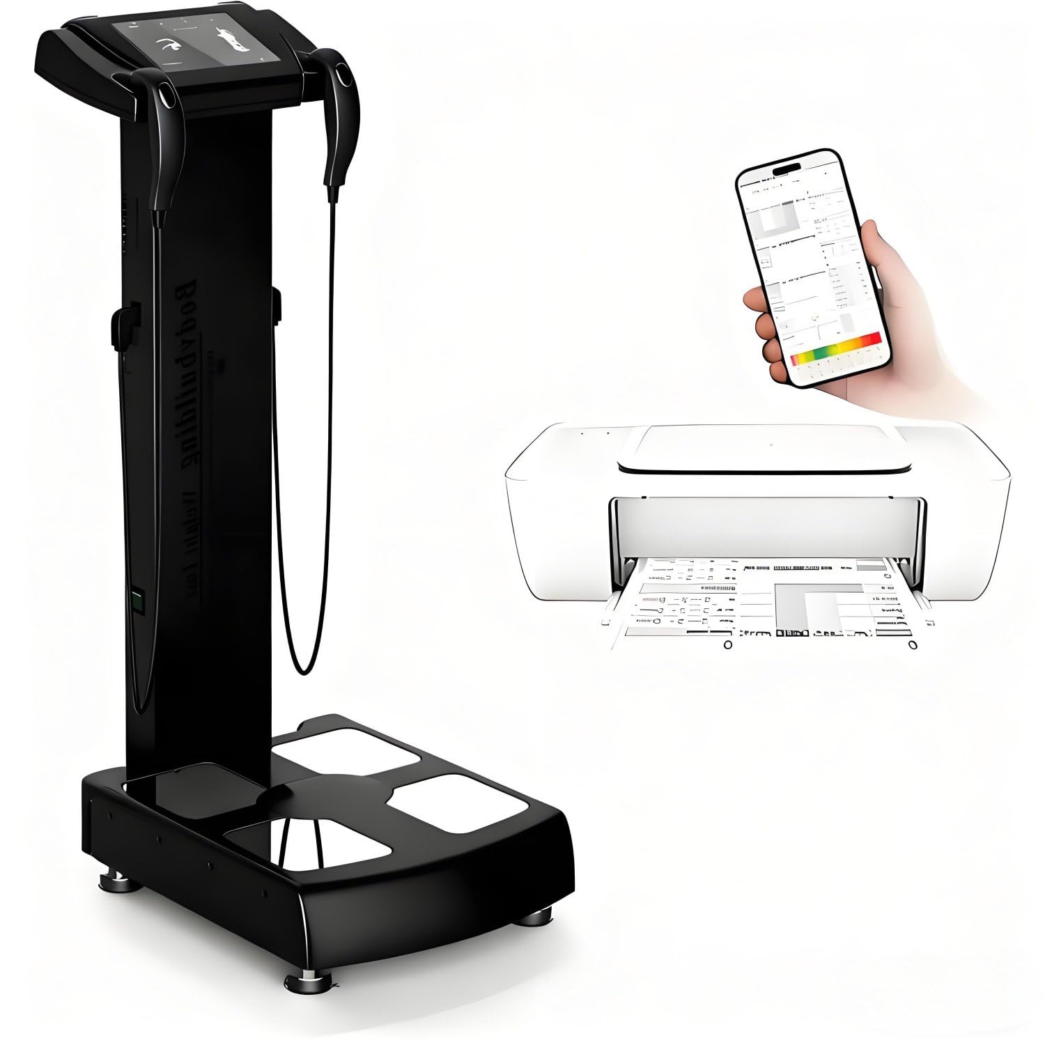 Professional 3D Scanner Analyzer Body Composition Analysis Height Weight Body Fat Percentage Visceral Fat Test, Body BMI Measuring with Printer Black