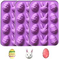 Vista 1 de 12 Cavities Chocolate Candy Molds -Silicone Easter Egg Fondant Mold for Cake Decorate Easter Day Party Supplies Set of 3