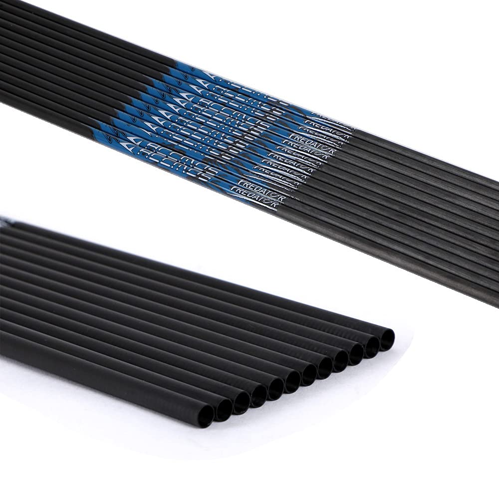 ACCMOS Tiro con L'Arco ID 4,2 mm Spine 300 350 400 500 600 700 800 900 1000 Freccia in Puro Carbonio, per Arco e Freccia Caccia e Pratica di Tiro Fai da Te Freccia 12 Pezzi