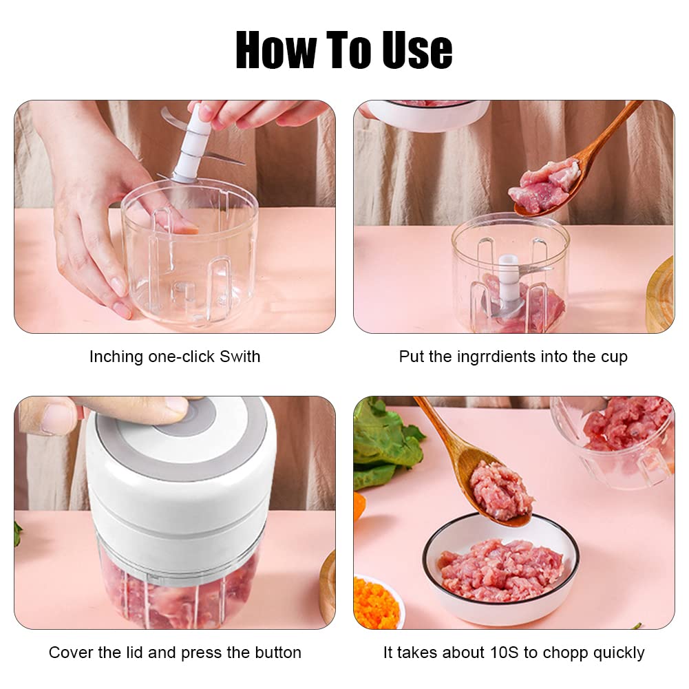 1PC Mini trita aglio elettrico, frullatore da 250 ml, mini taglia aglio