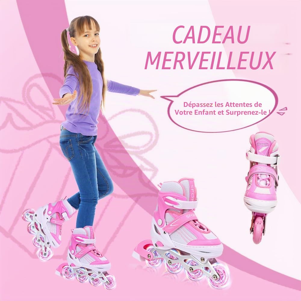 Rollers en Ligne Enfants Filles Garçon Tailles Ajustables