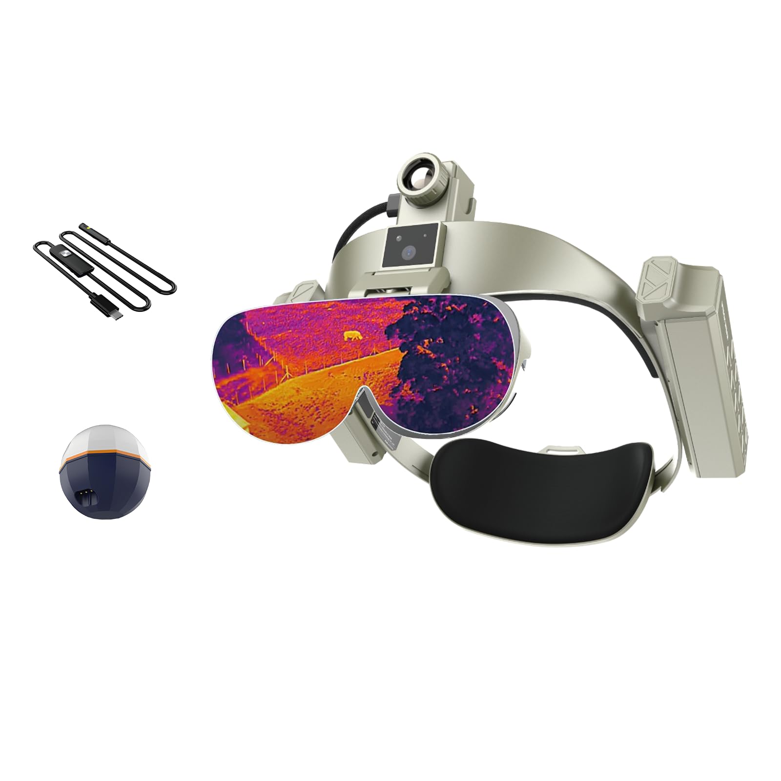 384x288 12μm 1500M Thermal Night Vision AR Thermal Glasses, AI-Powered Thermal Goggles for Hunting,Fishing and DIY Repairs, Dual EIS+OIS 48MP Stabilized POV Camera (Dessert Yellow)