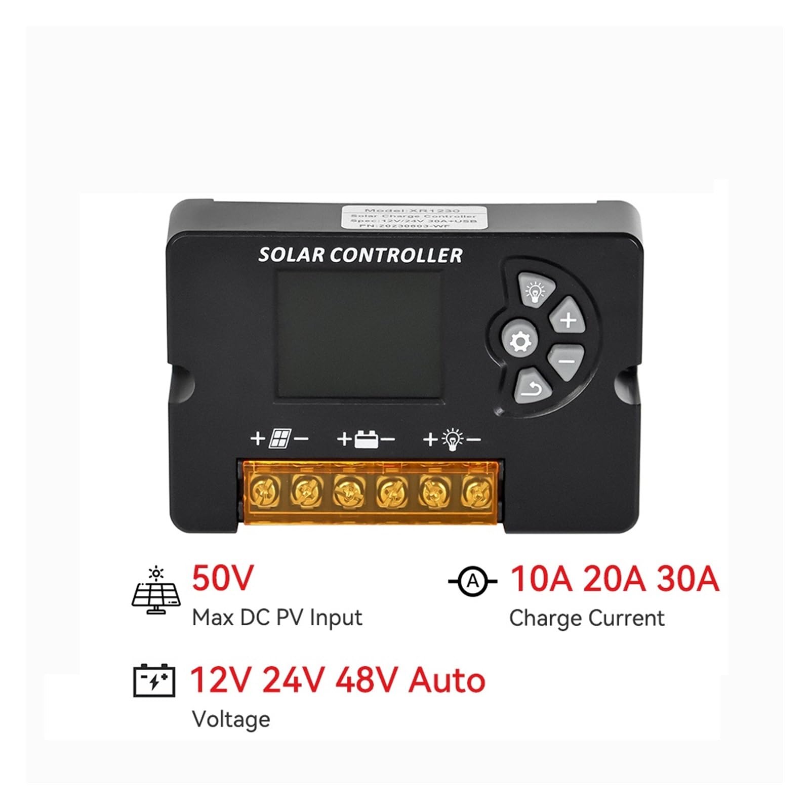 Regolatore di Carica Pannello Solare, Regolatore di Carica Solare 10A 20A 30A Regolatore fotovoltaico for Pannelli solari 12V 24V 48V(10A)