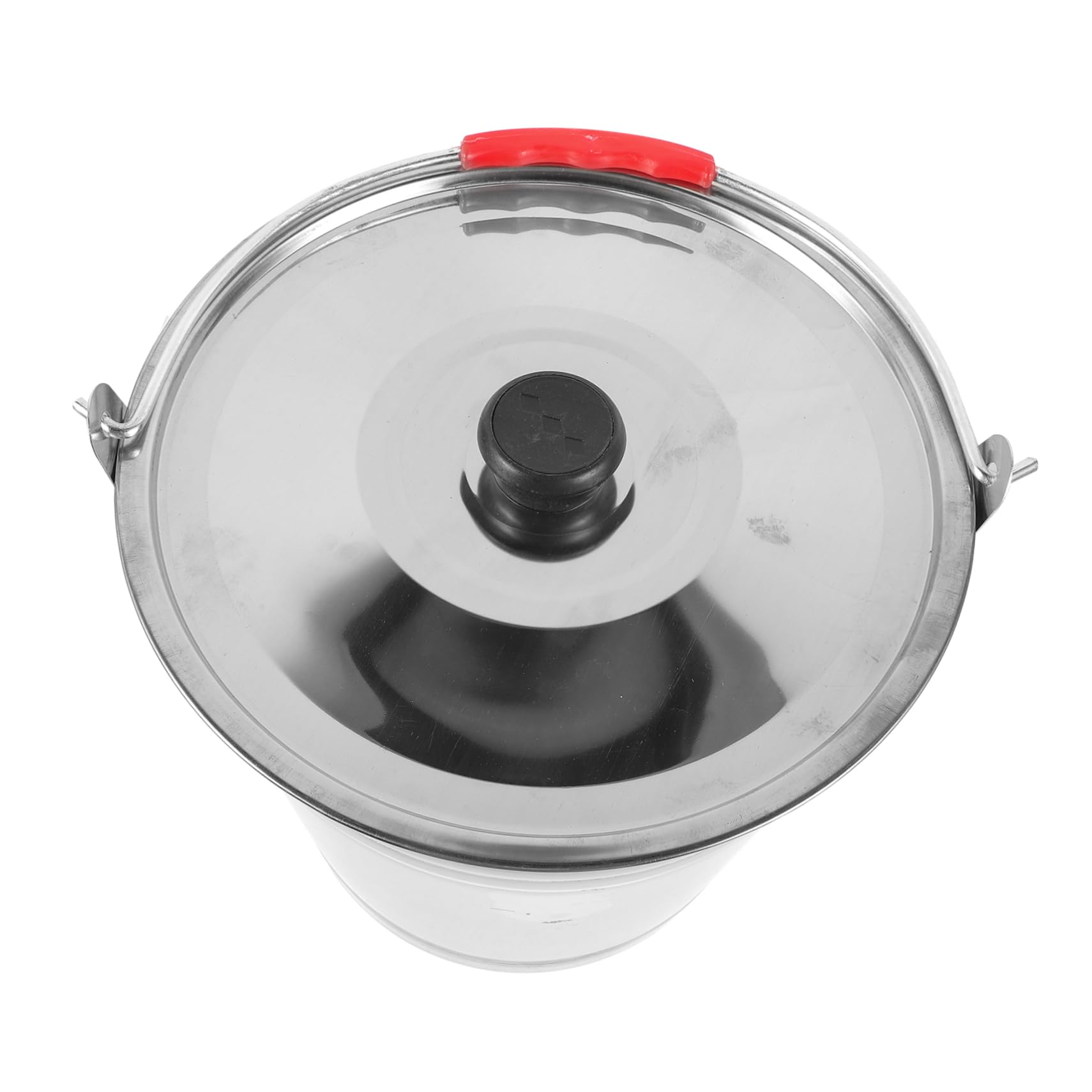 MAGICLULU Eimer Silberfarben 7l mit Deckel und Griff aus Edelstahl Großer Wassereimer Robustes Dickwandiges Design für Küche und Haushalt