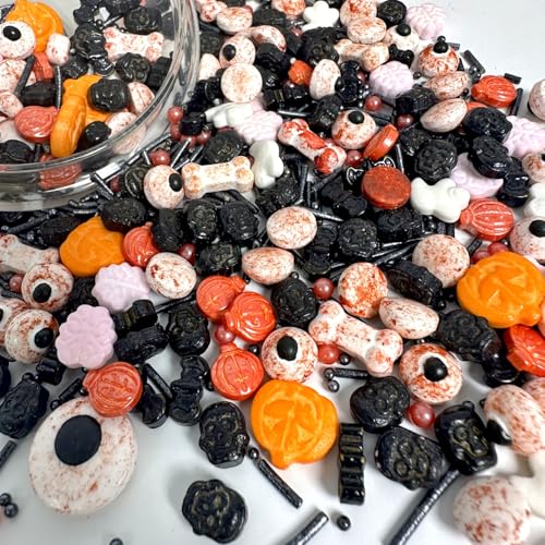 Vokasar Halloween Sprinkle Bloody Eyes Sprinkles Pumpkin Vampire Bones Sprinkles Candy, Edible Eyeball For Cupcake Topper Skull Halloween Cupcakes Cake Decoration thumb #2