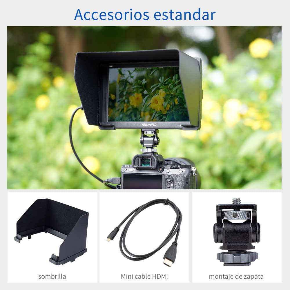 Feelworld T7 Plus Monitor da campo DSLR da 7 pollici per fotocamera 3D Gimbal LUT Waveform Vector 1920x1200 IPS 4K Uscita HDMI
