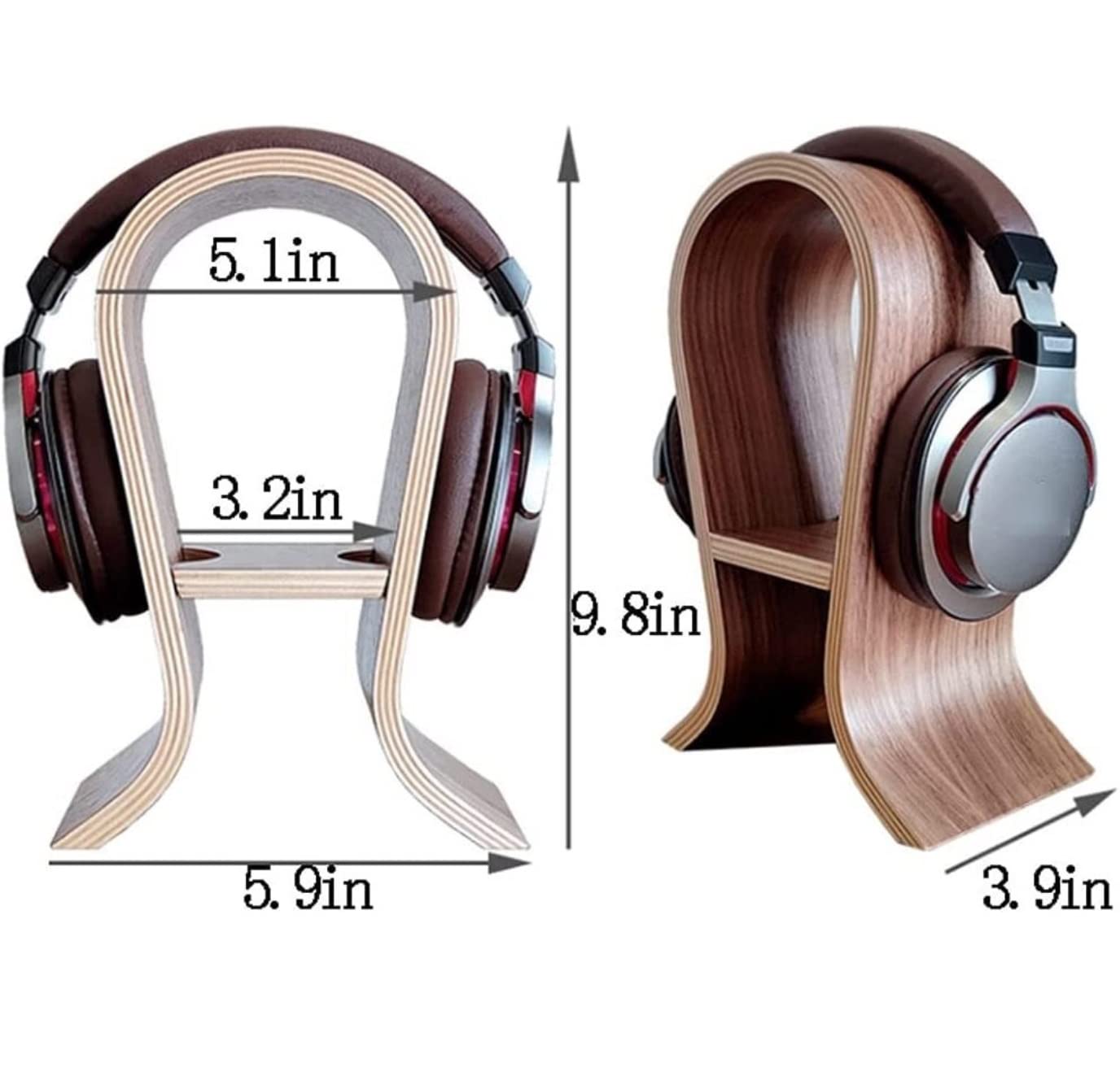 OLTETZ Supporto per Cuffie Supporto Cuffie Stand Cuffie Supporto Per Cuffie In Legno Massello Supporto Per Cuffie A Forma Di U Con Ripiano Multifunzione Supporti per Cuffie