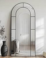 Vista 11 de Antok Espejo de longitud completa de 71 x 28 pulgadas, espejo de piso, espejo decorativo de ventana arqueada, decoración con marco de metal, espejos