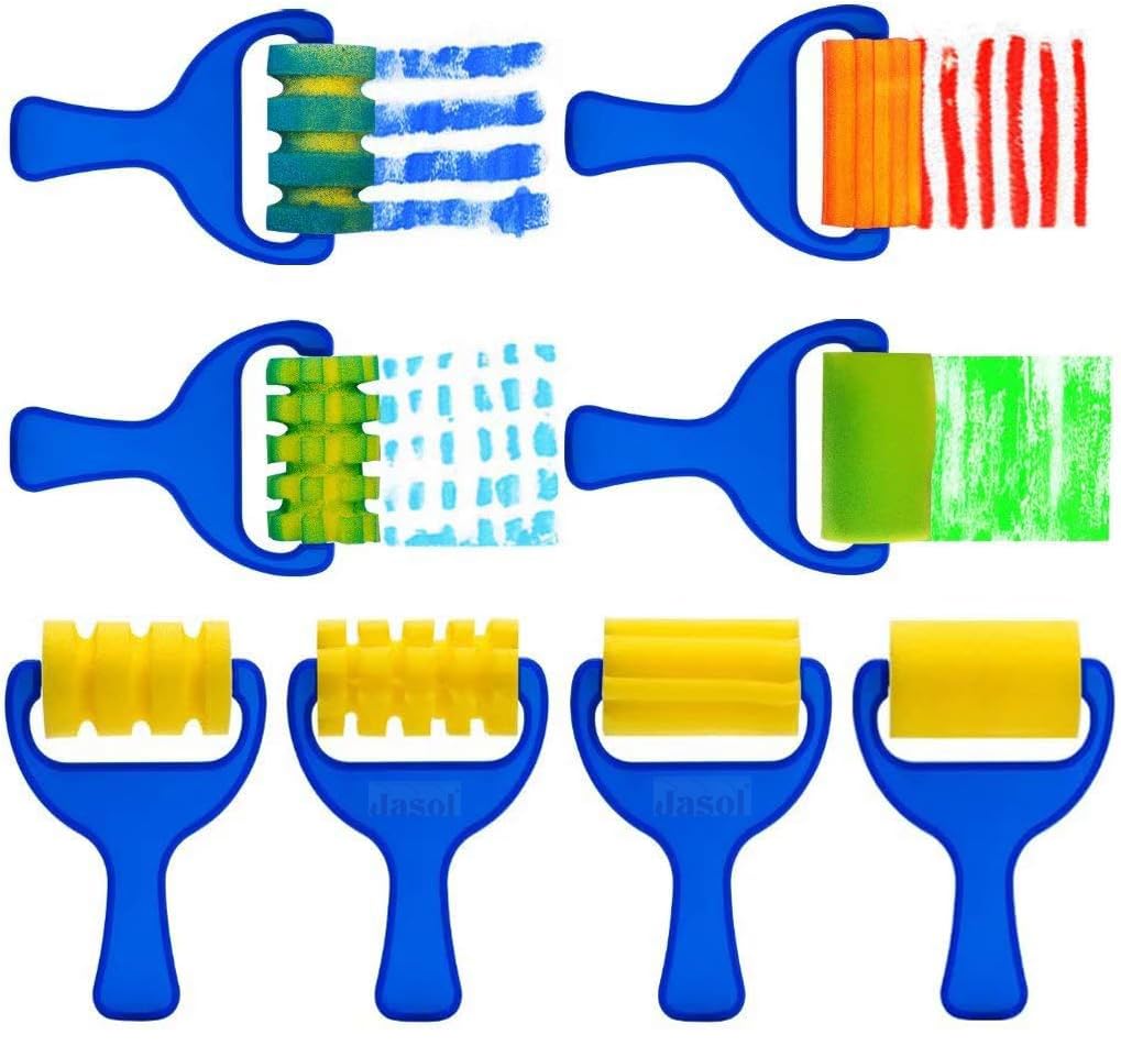 Kids Paint Roller Sponge Brush Set, 4 Pieces, DIY Art Craft Painting Tools-image-23