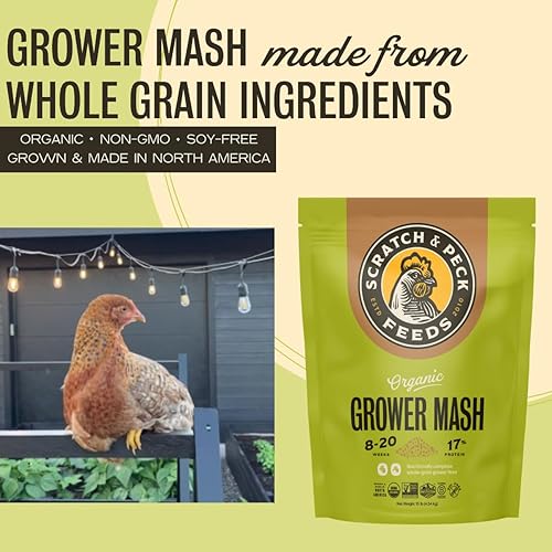 Miniatura 9 de Scratch and Peck Feeds Organic Starter Mash Chick Feed - 10 libras - 20.5% de proteína, proyecto verificado sin OMG, alimento para pollitos
