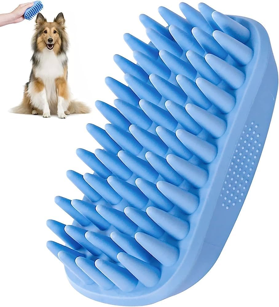 Pet Silicone Shampoo Brush | Dog Bath Grooming Brush for Long & Short Hair| Pet Scrubber for Medium Large Pets Dogs Cats | Anti-skid Rubber Massage Comb | Silicone Shower Wash Curry Brush