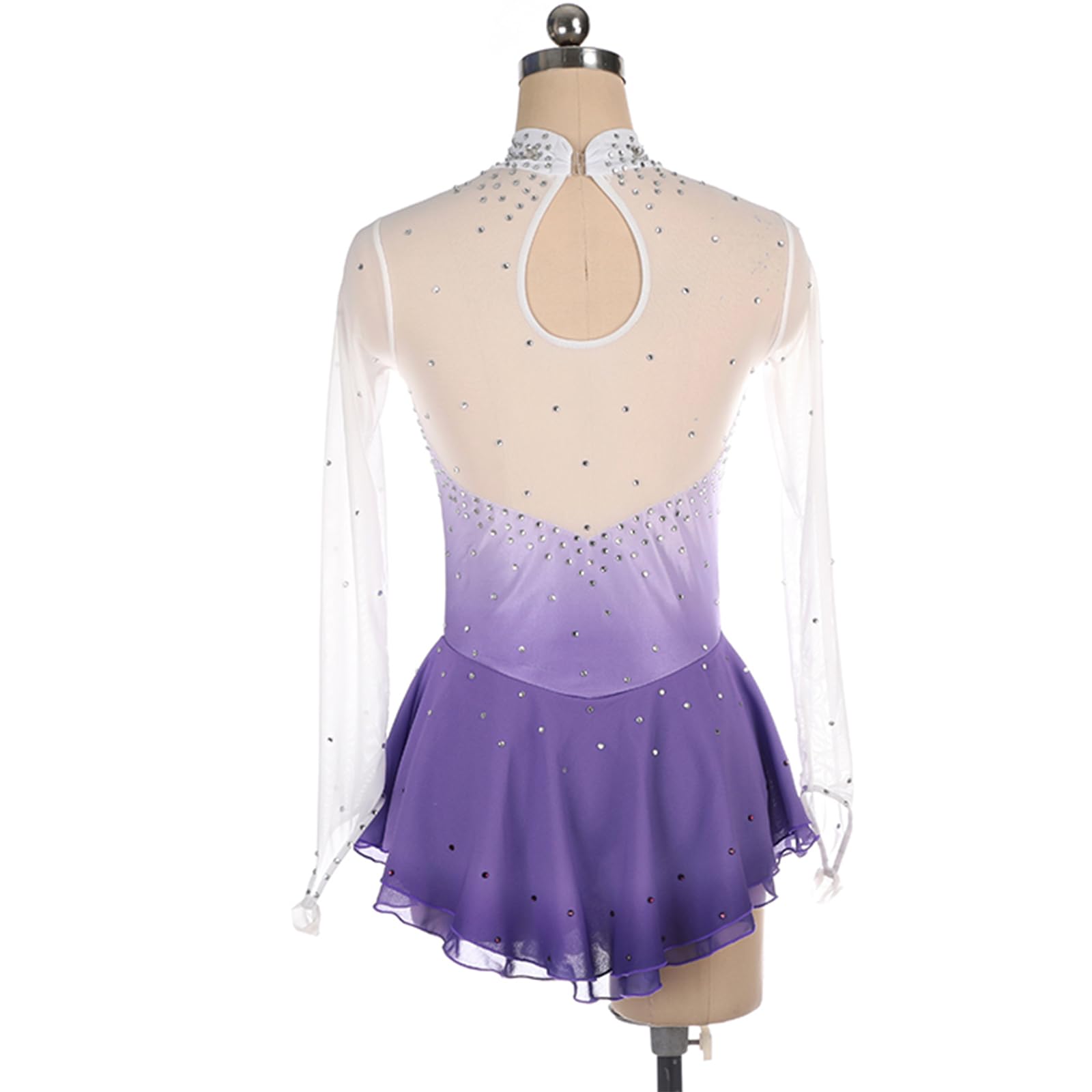 Vestido De Danza Patinaje sobre Hielo para Niña Leotardo De Manga Larga Maillot De Gimnasia Rítmica Competición Vestido De Bailarina Ballet