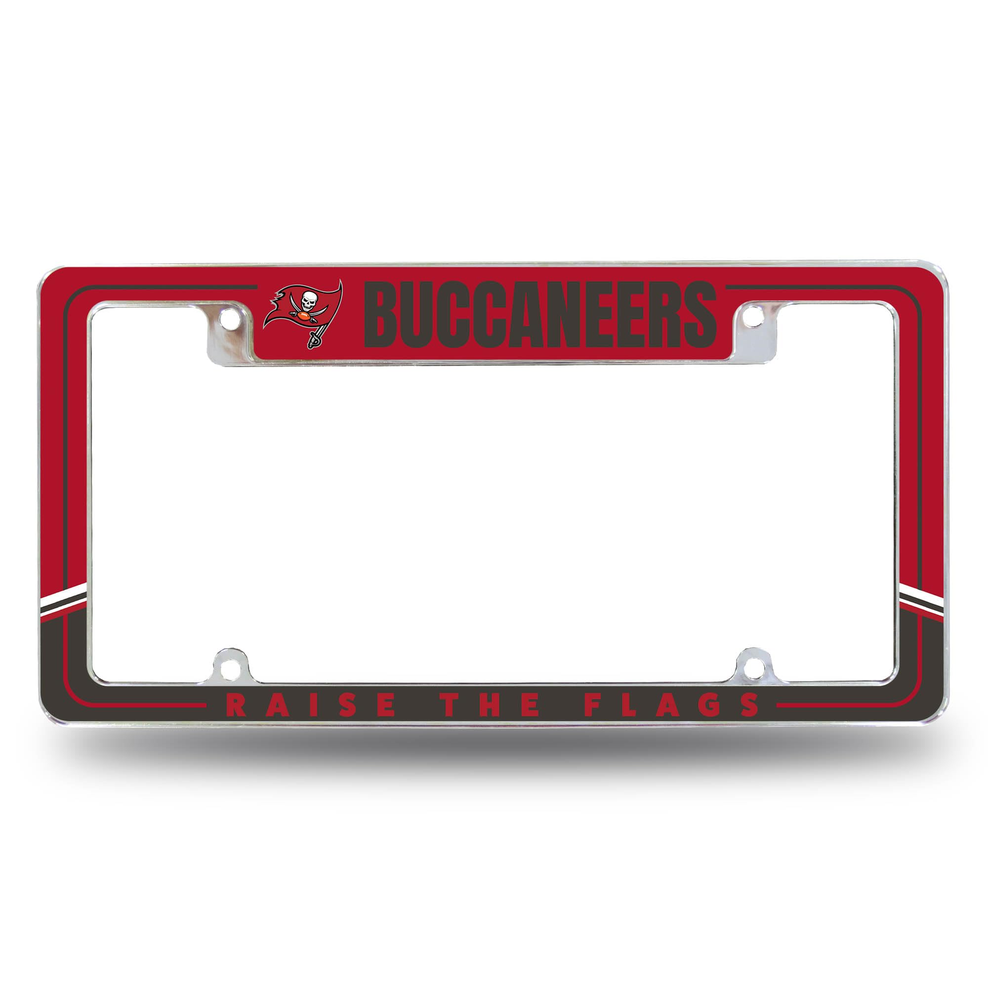 Rico Industries NFL Football Tampa Bay Buccaneers Two-Tone 12" x 6" Chrome All Over Automotive License Plate Frame for Car/Truck/SUV