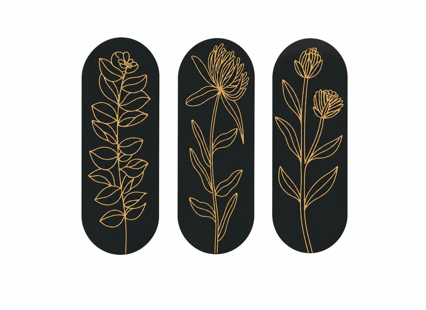 JOYSPHERE MDF Wall Decor Set of 3 for Living Room | Black & Gold Floral Line Art Wall Hanging Panels | Modern Botanical Wall Art for Bedroom, Hallway, Office & Home Decoration-image-0