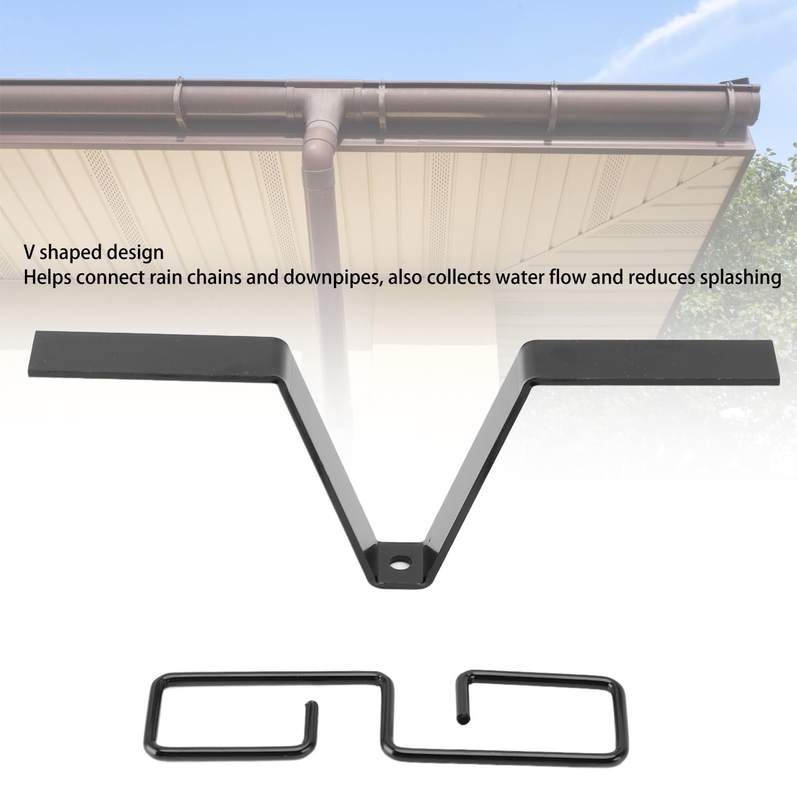 Adattatore Per Catena Della Pioggia - Gancio A V Per Grondaie - Ferro Zincato Antiruggine - Foto 7