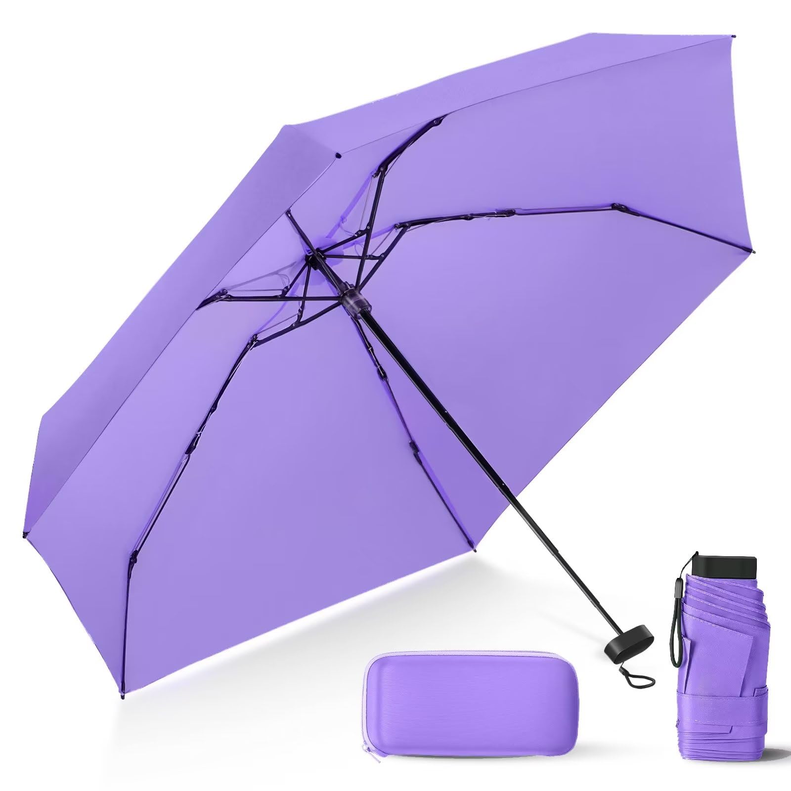 LEAGERA Compact Travel Umbrella with Case - Mini Umbrella for Purse, Small Lightweight &Tiny Design Perfect for Parasol Outdoor Sun&Rain Umbrellas
