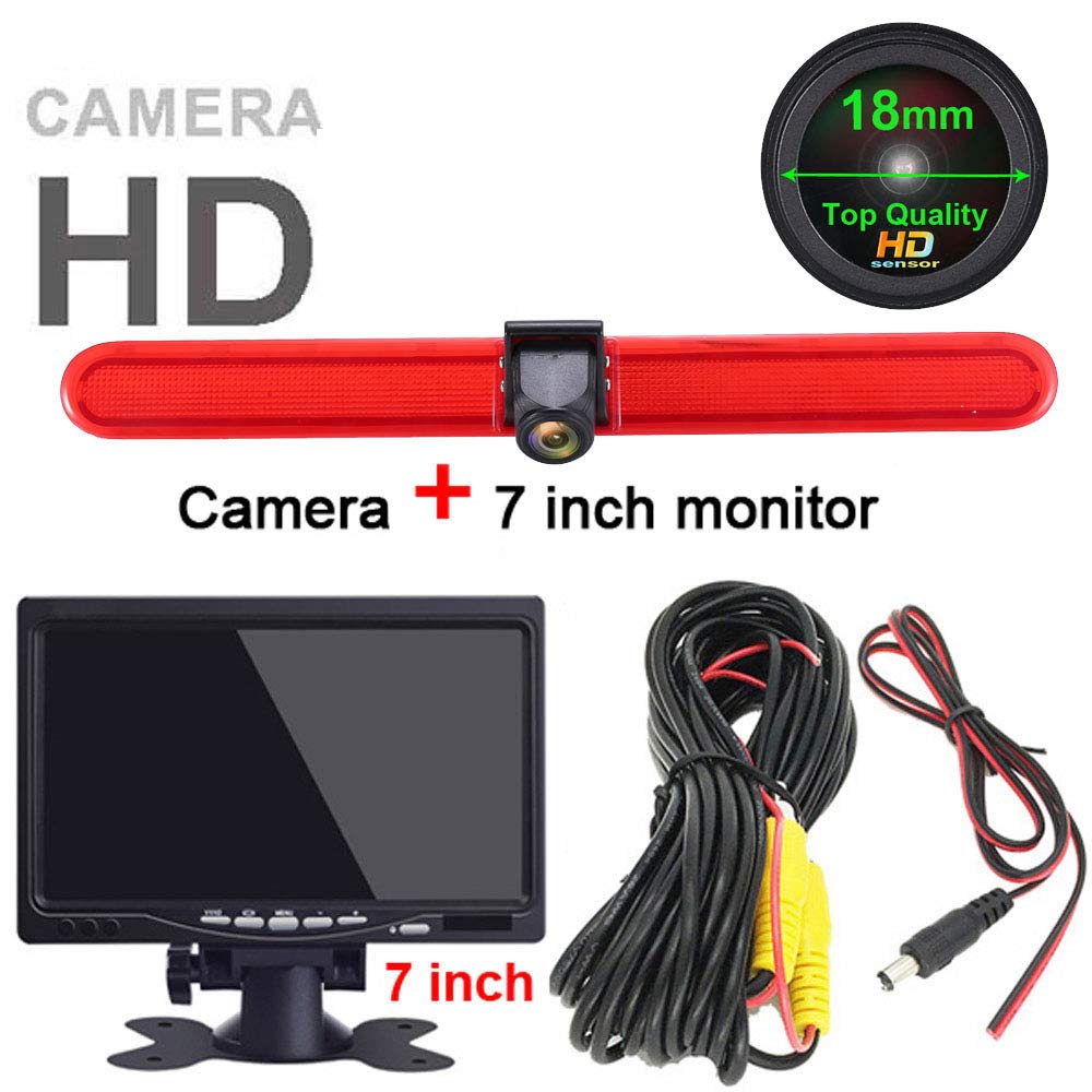 Światło hamowania kamera cofania + 7-calowy monitor LCD do VW T5 Multivan Caravelle wysoki dach / T6 z wysokim dachem od 2016 / T5 Camper / Lupo 6Xj / Seat Arosa