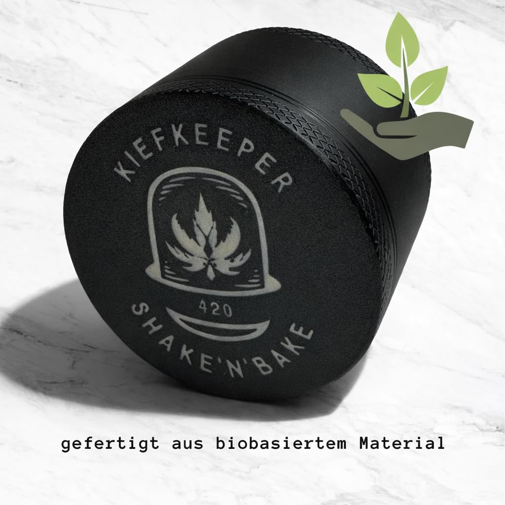 KiefKeeper Premium XL Pollen Shaker – Manueller Hash Extraktor & Kief Maker – 125 Micron Edelstahl-Sieb für Trimmings & Blüten – Nachhaltiger 3D-Druck Made in Germany – Inkl. Schaber, Schwarz