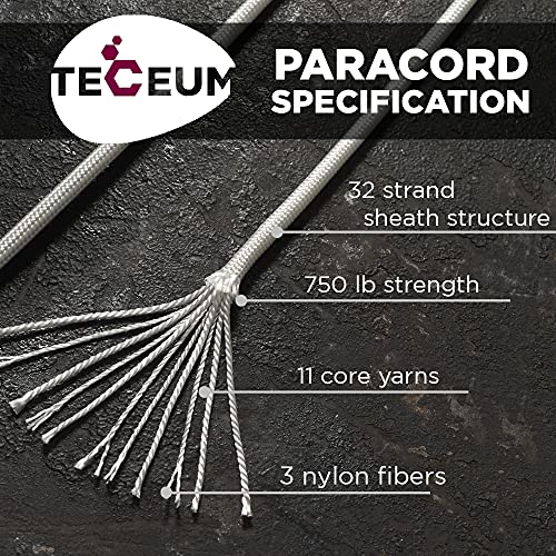 Image of TECEUM Reflective Paracord Rope 1000 - 1000ft /200ft /100ft /50ft - 40+ Colors - Glow in the Dark - para Cord - Utility Rope for Survival, Hunting & Camping Gear - Nylon String, Camping Rope, Tent Cord
