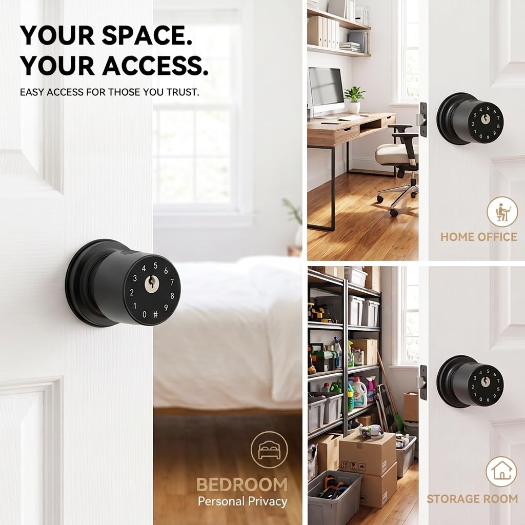 Smart Fingerprint Door Knob - Keypad & App Control -5