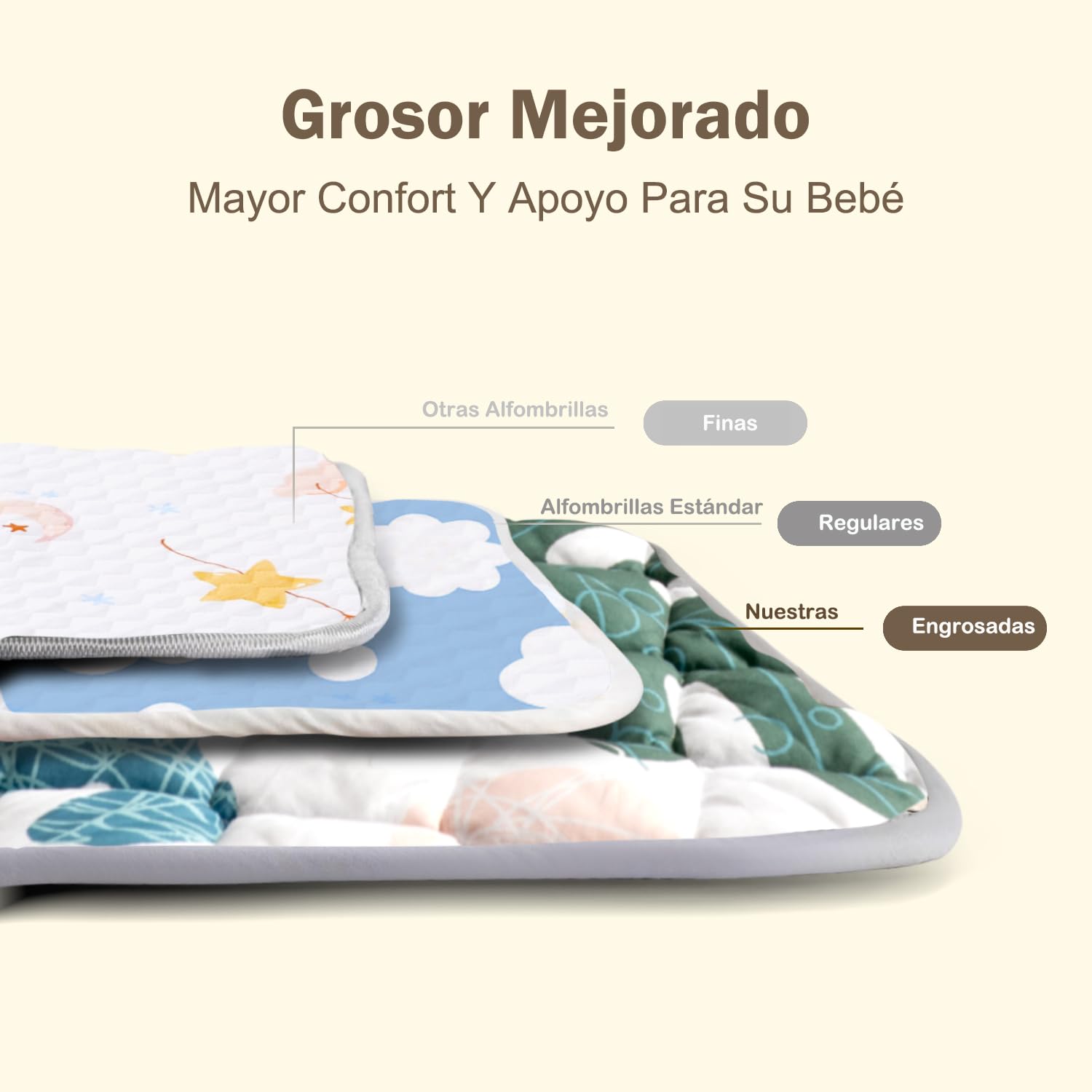 Sinhaklóho Alfombra Bebe Acolchada Plegable Extra Gruesa, Antideslizante y Suave, 180×150 cm, Lavable a Máquina, Sin Olores, Ideal para Parque Infantil y Suelos, Jardín Encantado