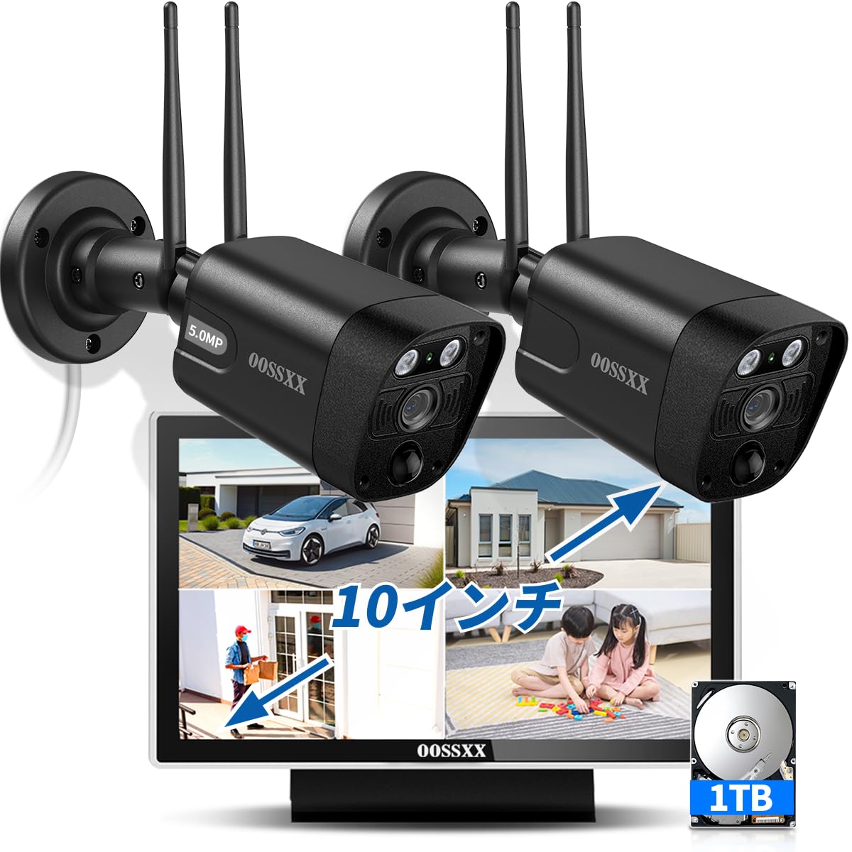 【新品】WEILAI-NWX-5002 双方向通話・ダブルアンテナ信号強化 双方向通話・ダブルアンテナ信号強化・130° 超広角】防犯カメラ