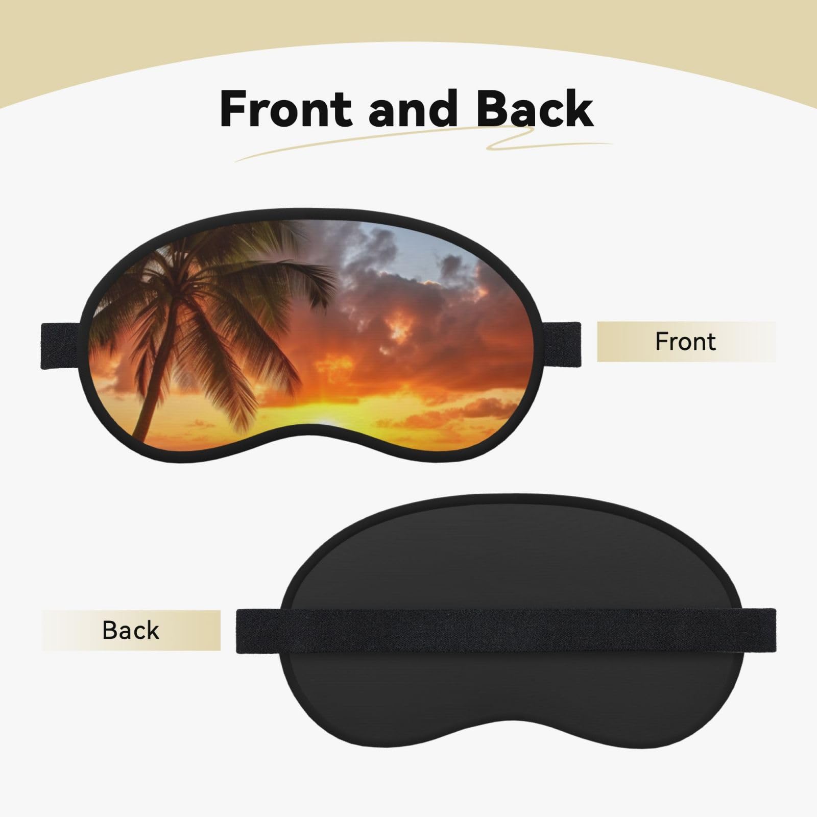Sleep Mask for Side Sleeper Silk Sleeping Eye Masks with Elastic Strap Super Soft Eye Sleep Shade Cover Sunset Hawaiian Palm Tree Blackout Night Blindfold for Women Men Travel