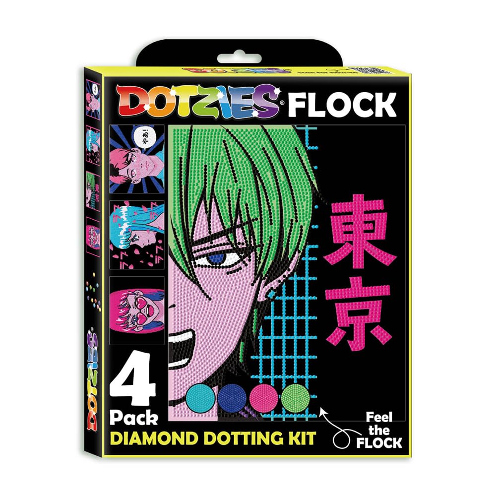 DIAMOND DOTZ Neon Flock Anime Diamond Painting Kits for Adults - Colorful Diamond Art Kits a Relaxing Creative Craft Kit with Dotz Gems 10x8