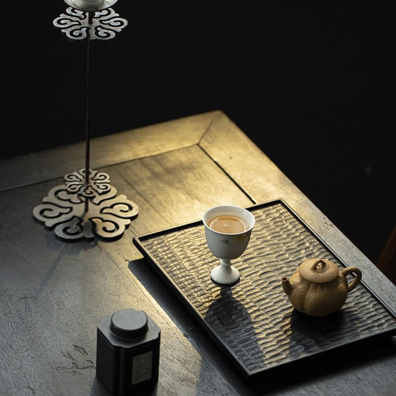 Bandejas Servir Comida Bandeja de Tetera carbón Cera Blanca, Mesa té Seca Rectangular, Bandeja pequeña, Troncos Estilo WABI-sabi for el hogar Mesa Cama