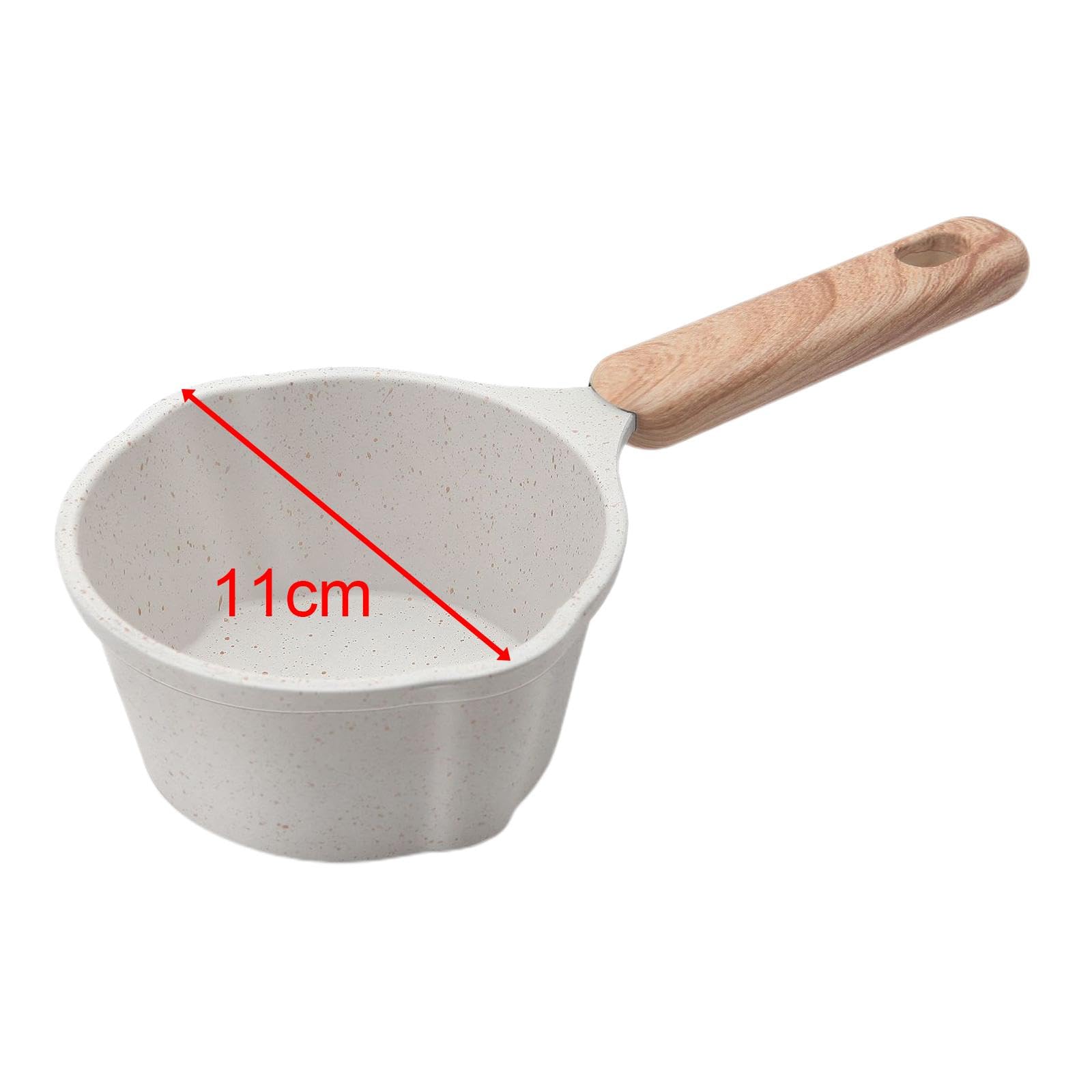 F Fityle Cacerola para de Leche de 280ml con Mango de Madera, Utensilios de Cocina pequeños, Calentador de Leche y café, Cacerola pequeña, Revestimiento, Blanco