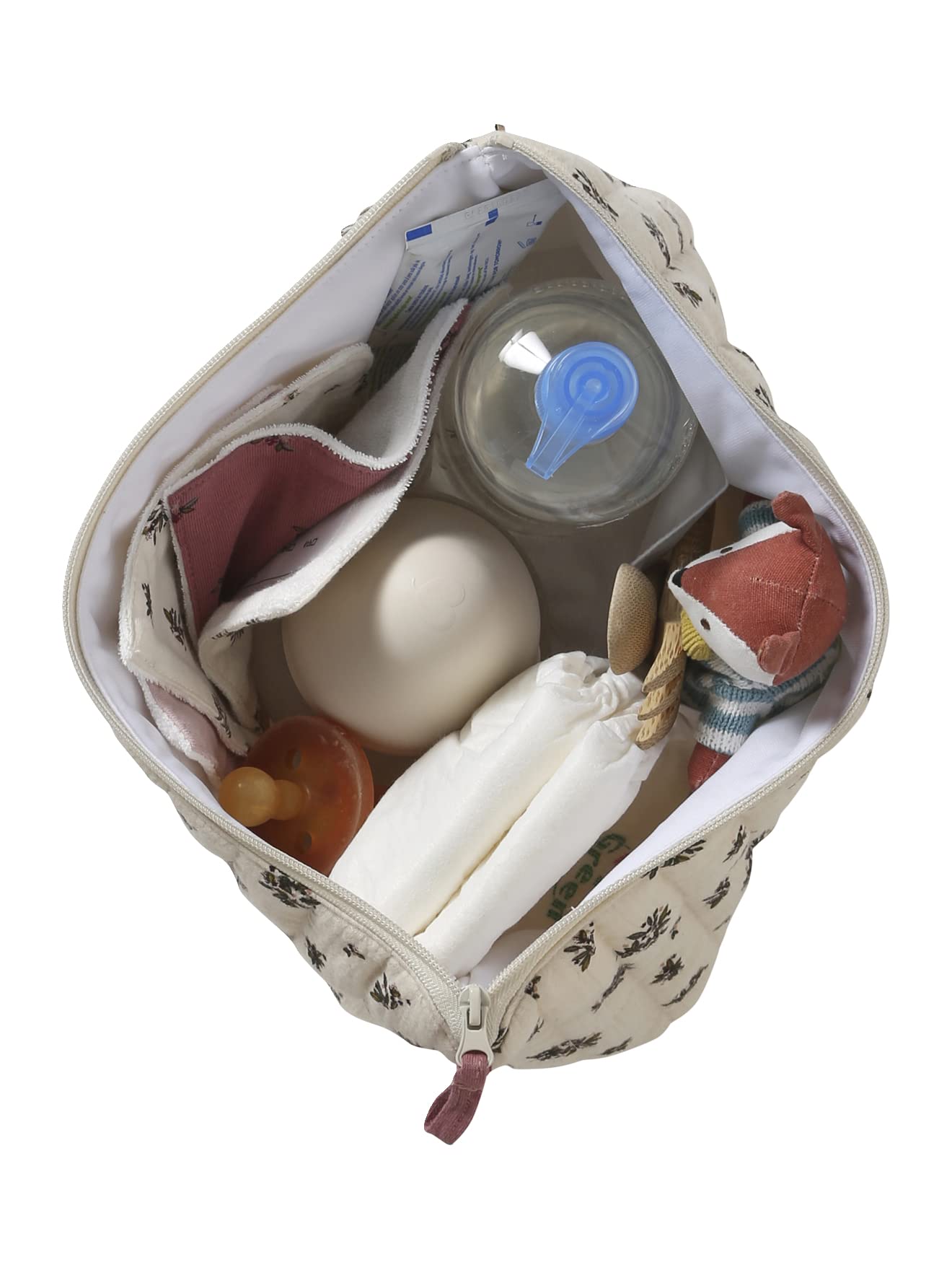 VERTBAUDET Trousse de toilette enfant en gaze de coton imprimé fleurs grenier TU