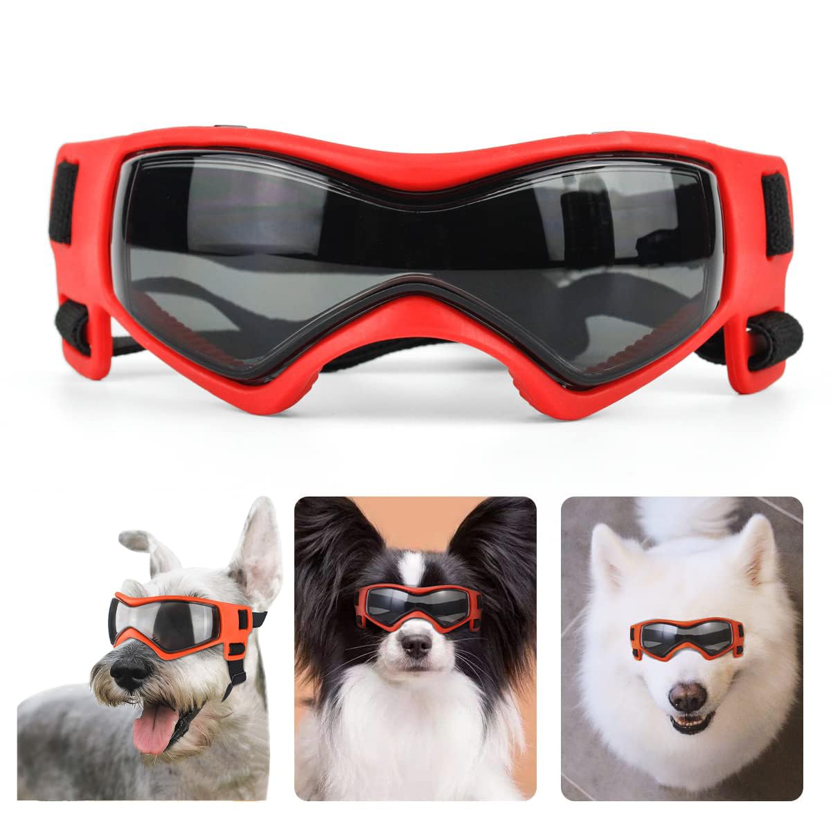 Sponsored Ad – UV Protection Dog Goggles for Small Breed, Windproof Anti-Dust Adjustable Pet Sunglasses - Small Black
