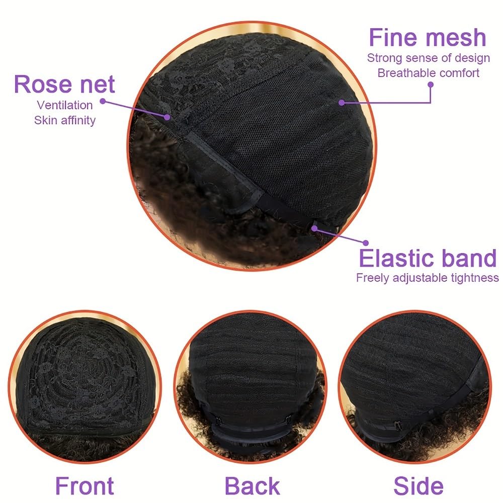Damen Perücken Kurze Afro-Lockenperücken for schwarze Frauen, Echthaarperücke, 100% brasilianisches Echthaar