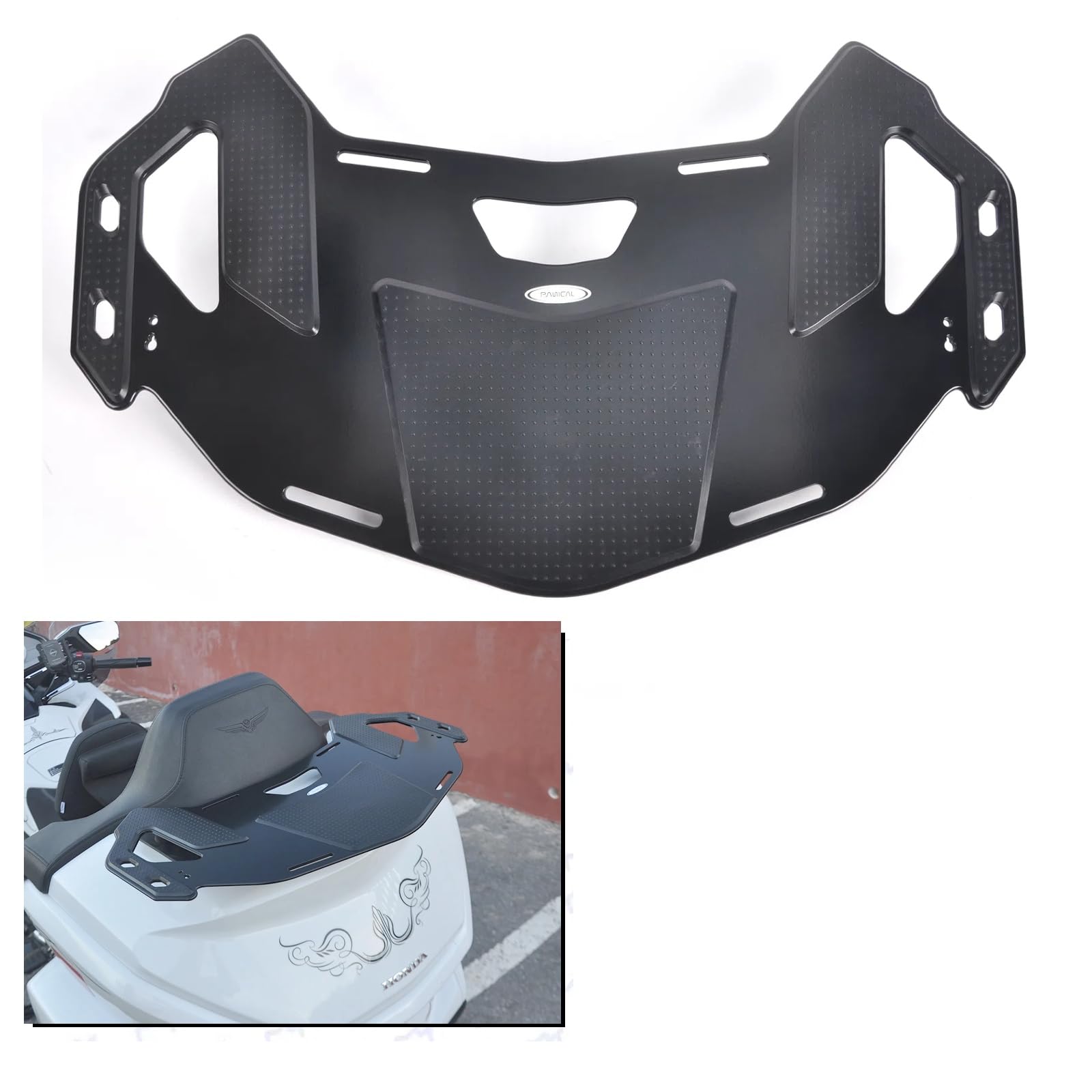 Panical Black Rear Trunk Luggage Rack Shelf Storage Rack Enlarged Storage Board for Honda Gold Wing GL1800 2021-2026 Motorcycle Aluminum Alloy Rubber Pads