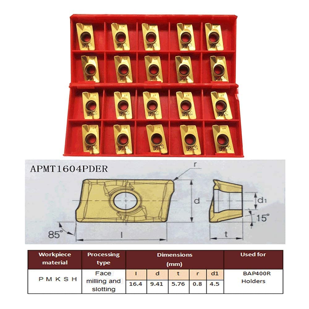 Supporto per fresa a candela indicizzabile BAP400R C24-25-200 con 10 pezzi APMT1604PDER Inserti in metallo duro, spallamento quadrato Fresatura frontale Scanalatura Fresatura