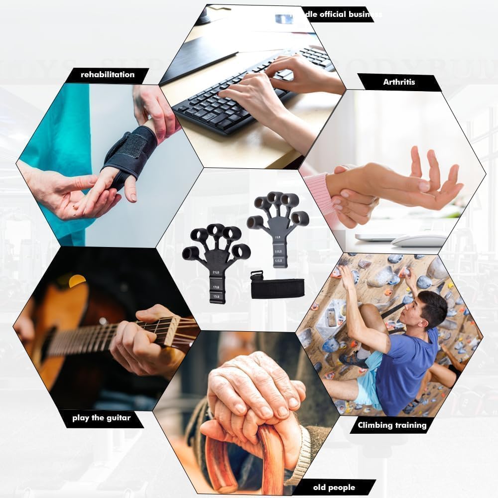 Troft Finger Grip Hand Exerciser, Black, Portable Finger Strength Trainer, Adjustable Resistance, for Hand Therapy, Rehabilitation, Stress Relief 2