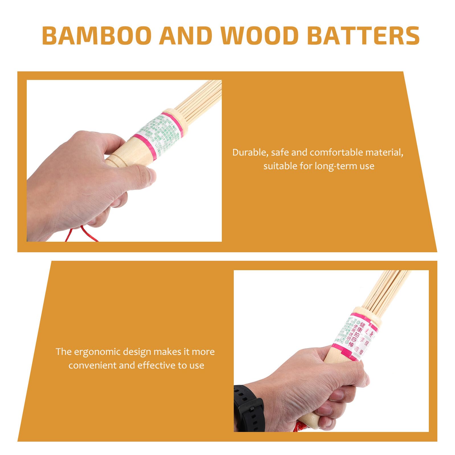 SECFOU Bastones de Masaje de Bambú 4 Piezas para Espalda y Cuerpo, Herramientas Manuales Naturales para Aliviar Tensión Muscular en Casa, Rascador y Masajeador Portátil para