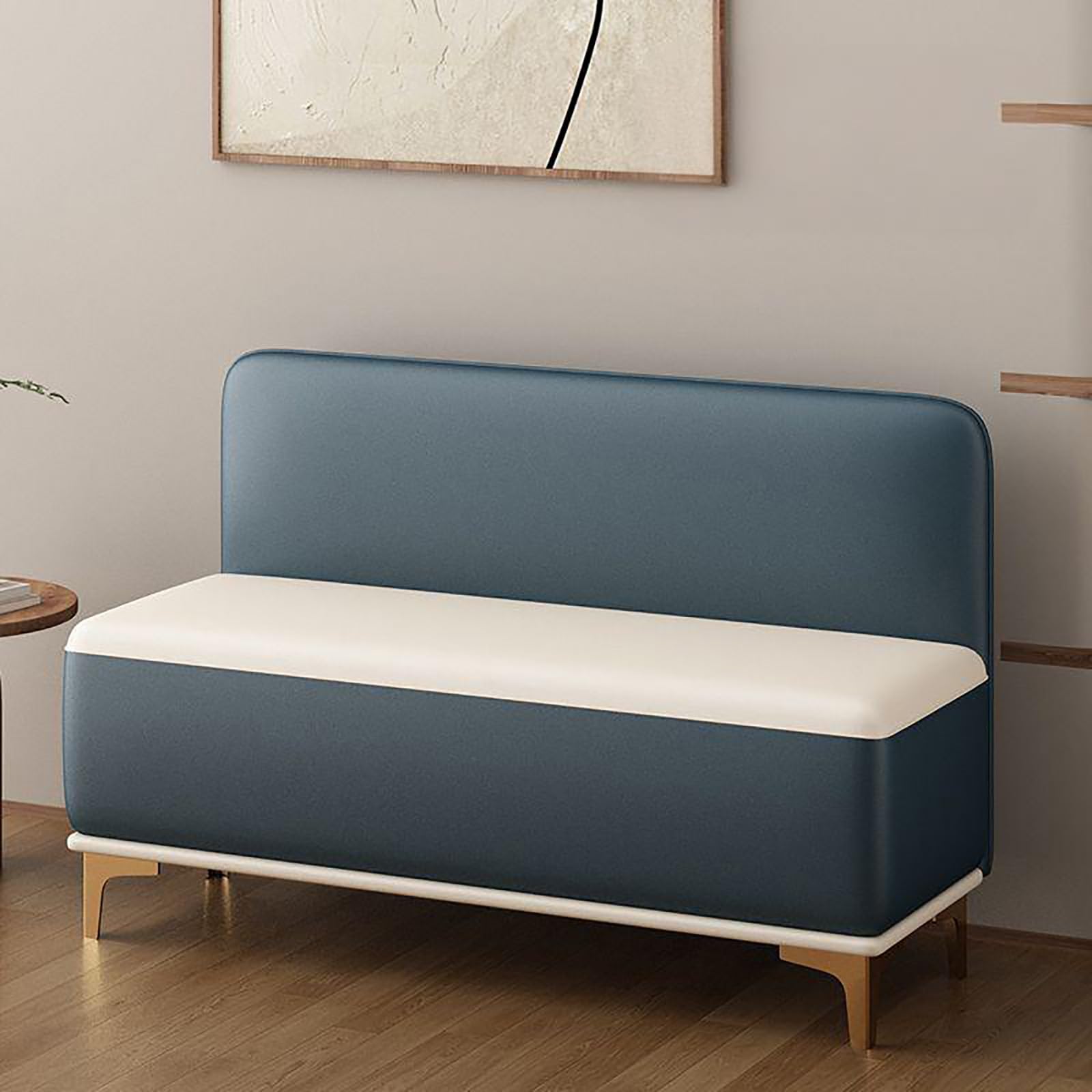 MSHGSKU Solid Wood Storage Bench with High Backrest Padded Seat Shoe Rack for Entryway Living Room Office Corridor 31.5" (80cm) Wide No Storage Compartment