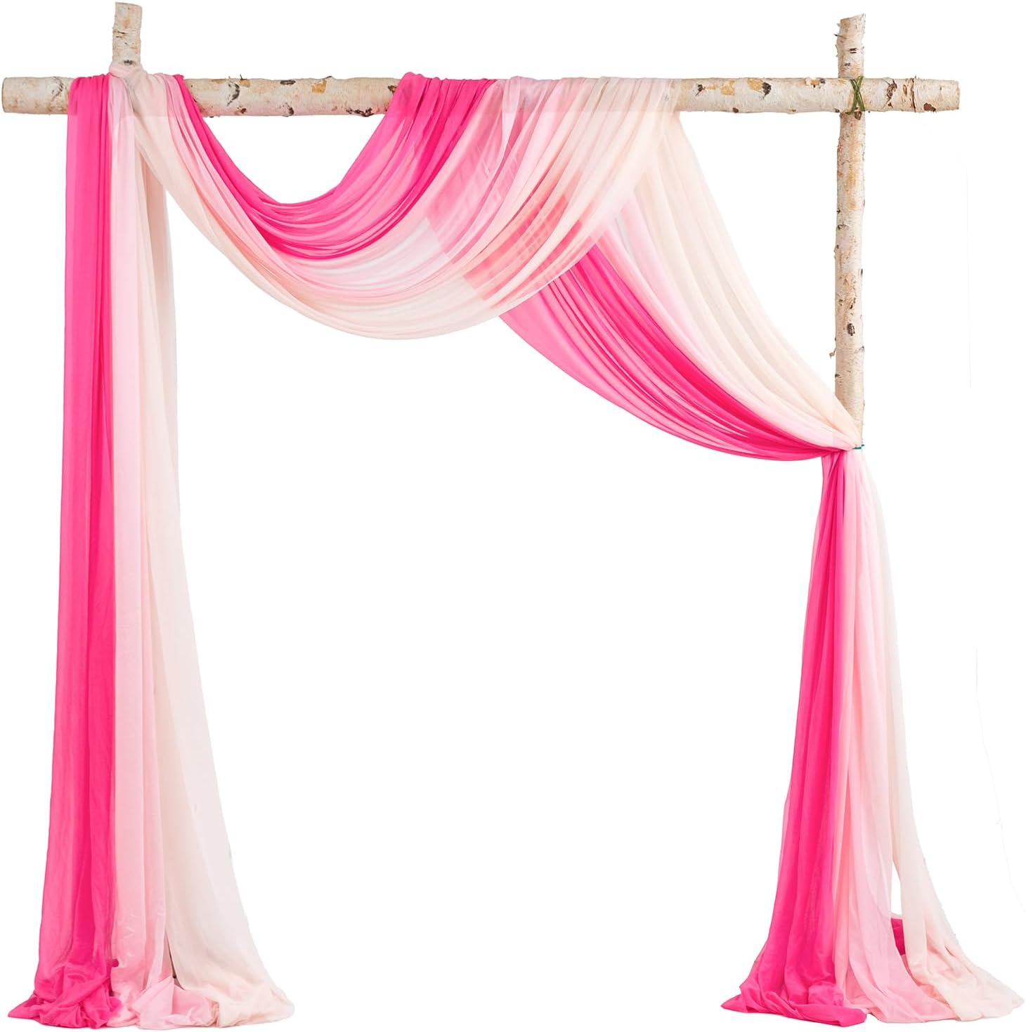 TINGE TIME 3 Panels Wedding Arch Draping Fabric, 30" x 20ft Hot Pink Chiffon Fabric Drapery Sheer Backdrop Curtain for Weddings Ceremony Party Decoration,Wedding Arch Drapes for Weddings Ceremony