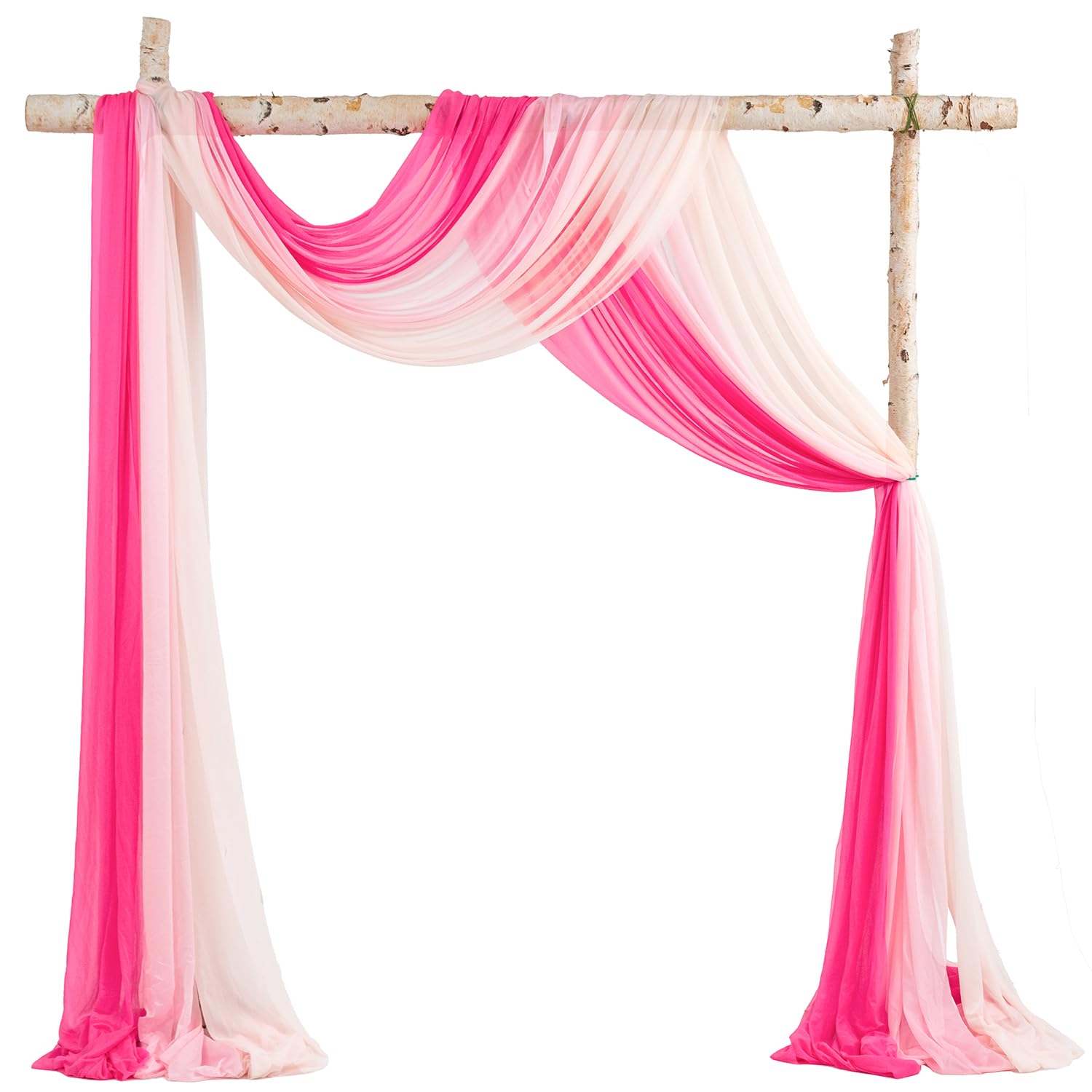 TINGE TIME 3 Panels Wedding Arch Draping Fabric, 30" x 20ft Hot Pink Chiffon Fabric Drapery Sheer Backdrop Curtain for Weddings Ceremony Party