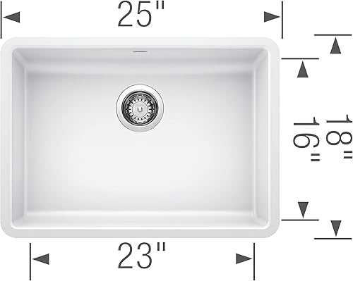 Miniatura 2 de BLANCO, Blanco 442542 PRECIS SILGRANIT Fregadero de cocina empotrado compatible con ADA, 25 x 18 pulgadas