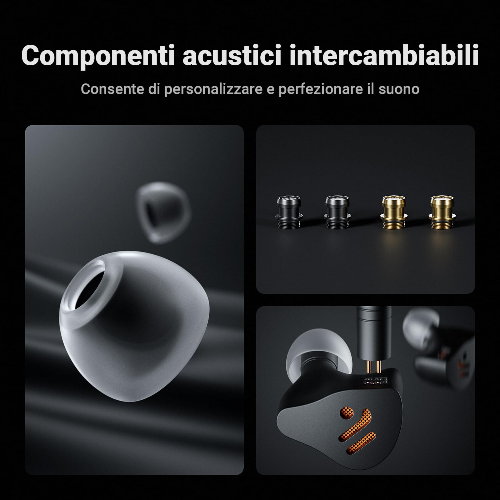Fosi Audio IM4 Auricolari HiFi IEM con struttura aperta, driver in berillio da 10 mm, doppio magnete N52 e doppia camera, cavo staccabile a 2 pin bilanciato da 3,5 mm, per studio/musica, Argento