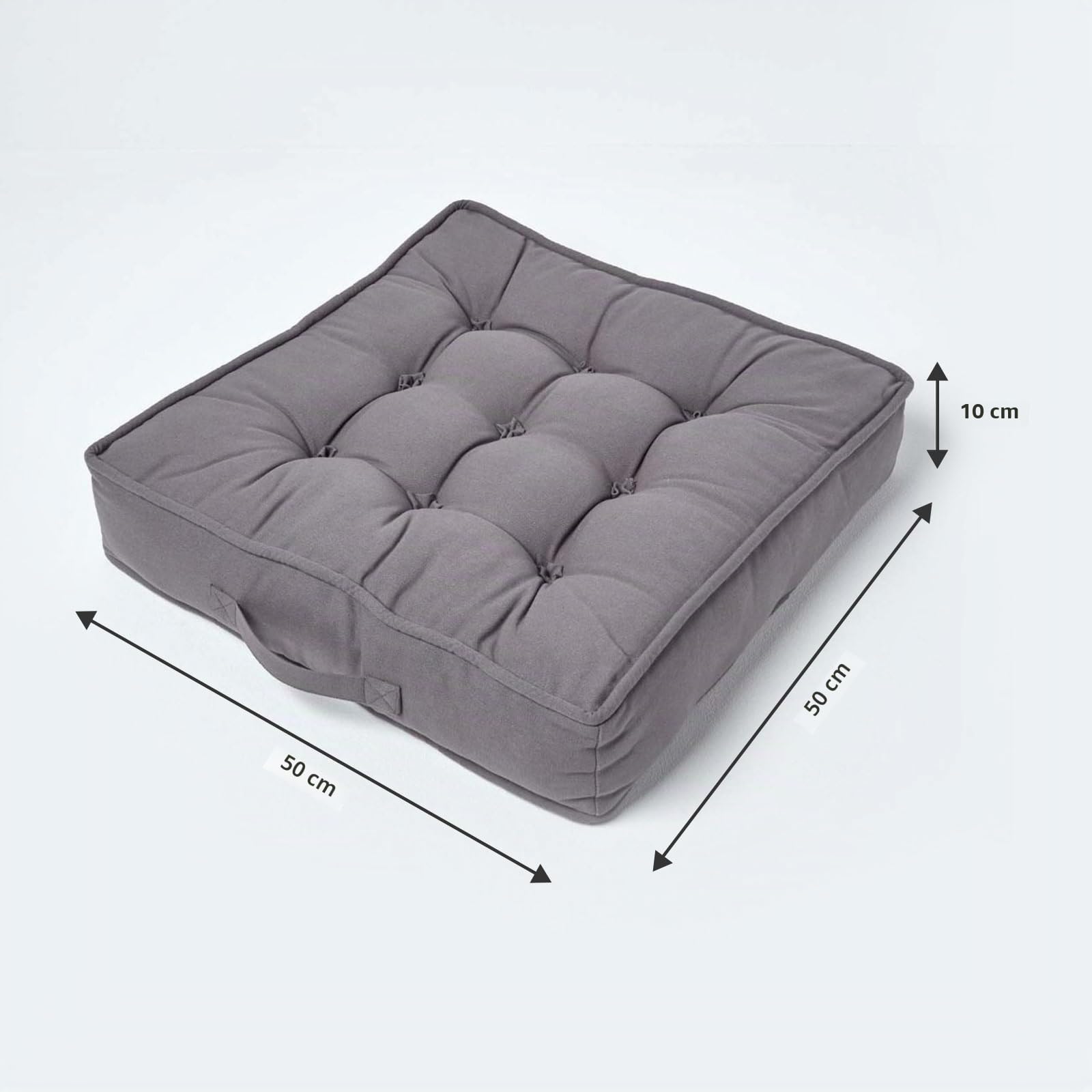 HOMESCAPES Coussin d'assise rehausseur en Coton carré 50 x 50 cm - Gris Ardoise